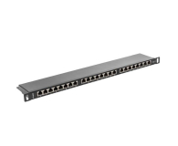 LANBERG Patch Panel 24 Port 0.5U Kat.6 czarny ekranowany PPS6-0024-B - 457367 - zdjęcie 2